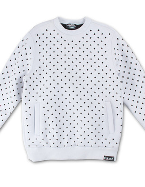 Laser Cut Neoprene Crewneck (white) - Crisp