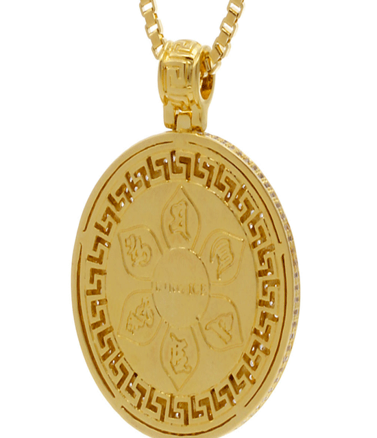 KING ICE 14K Gold Buddhist Medallion Necklace