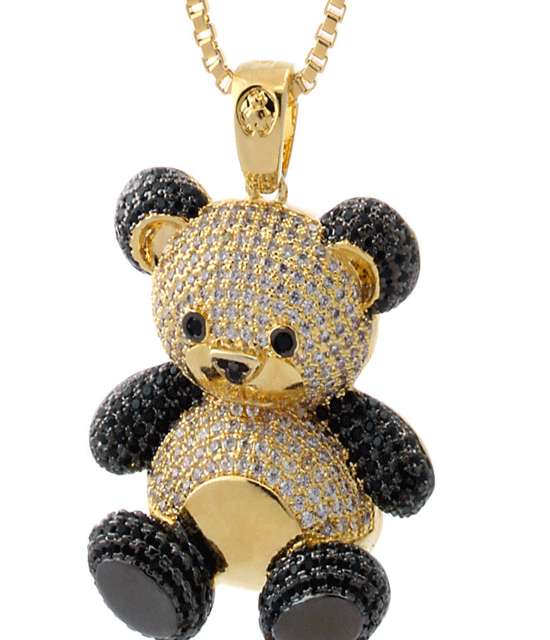 King Ice 14K Gold Two-Tone CZ Panda Necklace