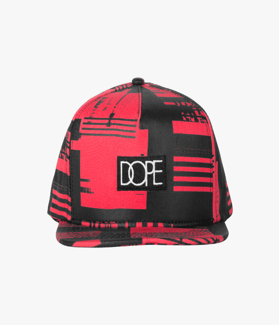 DOPE COUTURE Glitch Box Logo Snapback Red