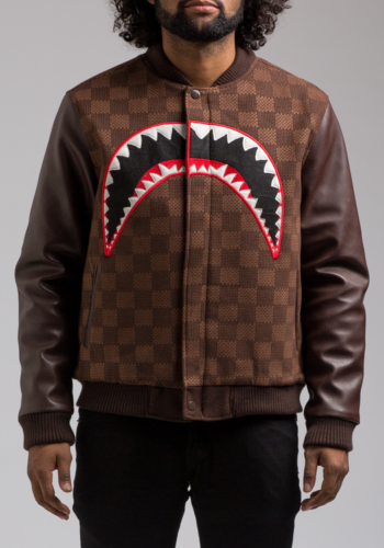 HUDSON Shark Mouth Varsity Jacket in Brown