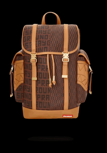 Sprayground Sharks In Paris Check Emperorer Side Backpack In Brown